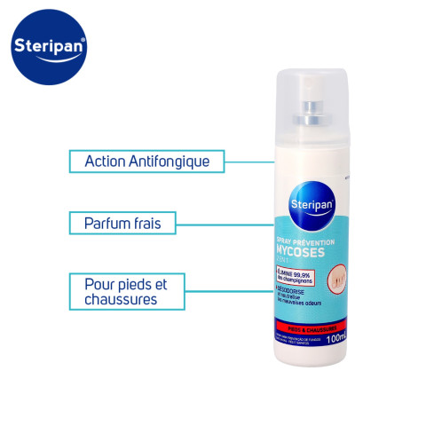 Spray antifongique 2 en 1 pieds et chaussures Steripan avantages